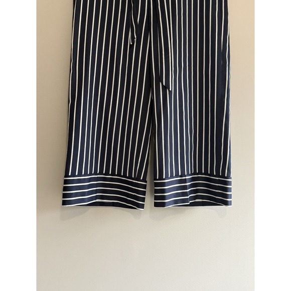 Banana Republic Blake Wide Leg Crop Pants Navy White Stripe Nautical Preppy 12 - Picture 4 of 16